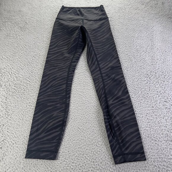 Lululemon Wunder Train High Rise Tight Womens 2 Black Animal Print 25'' Leggings - Picture 1 of 8